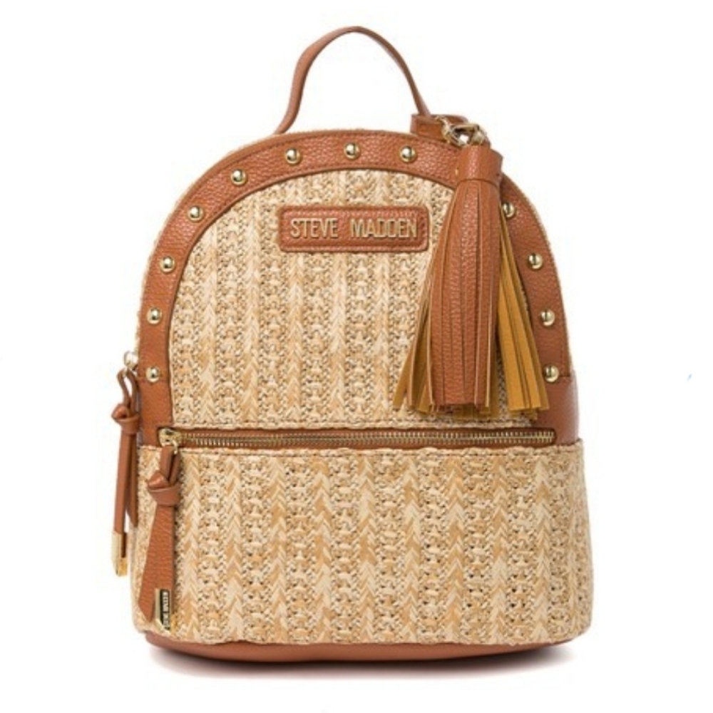 Steve Madden Straw Studded Backpack